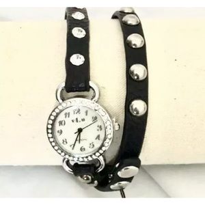 🖤NWT VLD Wrap Watch Black Studded Rhinestones